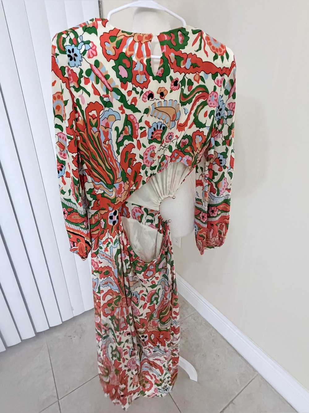 ba&sh Paris Monica Midi Dress Cutout Floral Paisley Ring Detail Size S - Picture 7 of 8